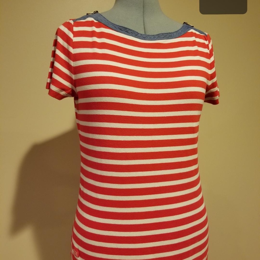 Ralph Lauren red, white & denim trim shirt